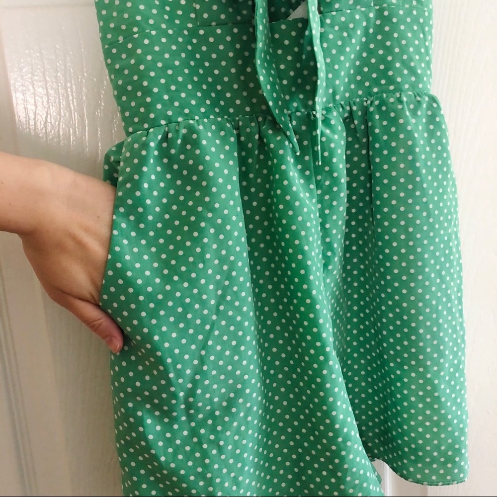 Pins & Needles |  Green Tie-Front Pinup Romper - Picture 5 of 7